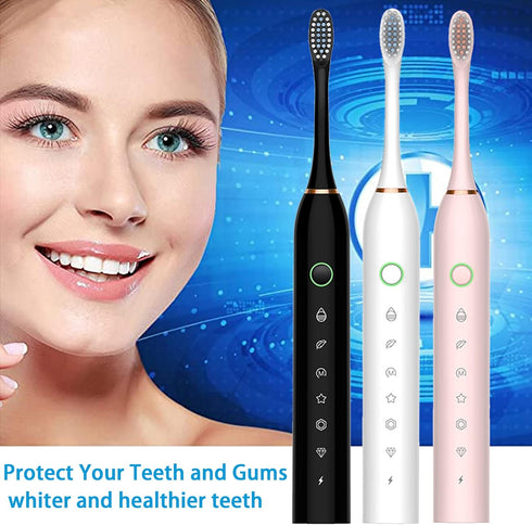 Liuyuee 12 42000vpm 6 IPX7 3 Pack Electric Toothbrush for Adults, Rechargeable Electric Toothbrush with Brush Heads