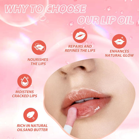 LANGMANNI Moisturizing Lip Oil, No-Sticky Lip Gloss Lip Balm, Fruit Flavored Lip Oil for Dry Lips (Strawberry)