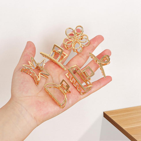 Small Gold Hair Clips, 10 Pack Mini Hair Claw Clips for Women, Metal Hair Accessories for Thick Thin Hair