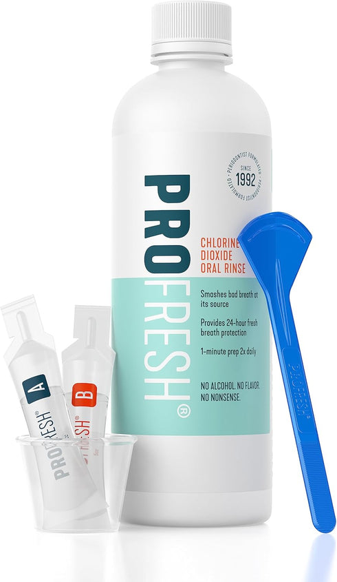 ProFresh Oral Rinse, 16.9 Ounce, 2 Week Supply, Alcohol Free, Flavor Free, Fights Bad Breath