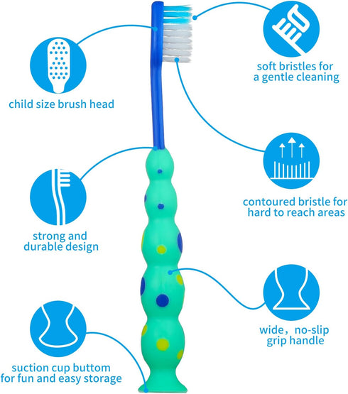 24 Pieces Toddler Toothbrush Bulk Kids Toothbrush Pack, Manual Baby Toothbrushes with Covers, Soft Bristle Animal
