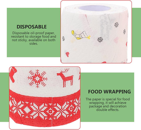 BESTonZON Christmas Kitchen Paper Hand Towels, 2 Rolls, Kitchen Paper Rolls for Oil Cleaning, Christmas Paper Towels