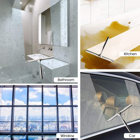 YAHENLI Shower Squeegees Stainless Steel with Self Adhesive Hook Window Squeegees for Shower Doors Bathroom Mirror
