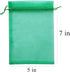 100 Pieces 5x7 inches Gift Wrap Bags, Green Organza Sheer Fabric Drawstring Bags for Baby Shower Favor