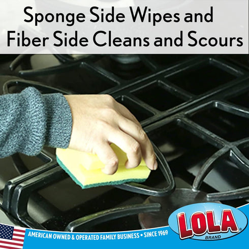 Lola Products Heavy Duty Dual Purpose Non-Scratch Scouring Sponge, 6-Pack, 3.75" x 2.75" x 1.875"