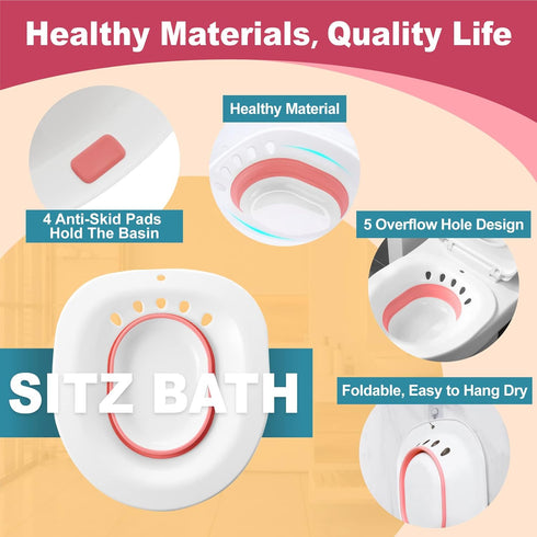 Sitz Bath for Hemorrhoids, Perineal Soaking Bath for Toilet Seat, Collapsible with Storage Bag for Postpartum Care