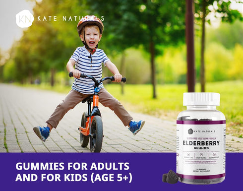 Kate Naturals Elderberry Gummies with Vitamin C and Zinc for Immune Support (90 Gummies, 45 Day Supply)