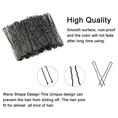U Shaped Hair Pins, Sevensun 100PCS Ladies Hair Bun HairPin with Storage Box, 2.4 Inches, Black