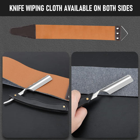 Straight Razor with Strope, Professional Stainless Steel Shaver Razor with Shaving Strop for Grooming