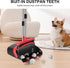 Broom and Dustpan Set, 52-in Long Adjustable Handle Broom with Dustpan Teeth for Home Kitchen Office Floor (Black&Red)