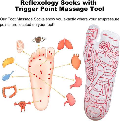 Set 5 Reflexology Socks with Beginner Acupoint Massage Tools of - Foot Pain Relief Remedy for Foot Massage Rod