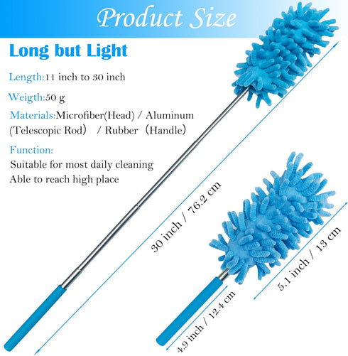 M-Jump 3 Pack Retractable Long-Reach Washable Duster - Microfiber Hand Duster Brush with Telescoping Pole