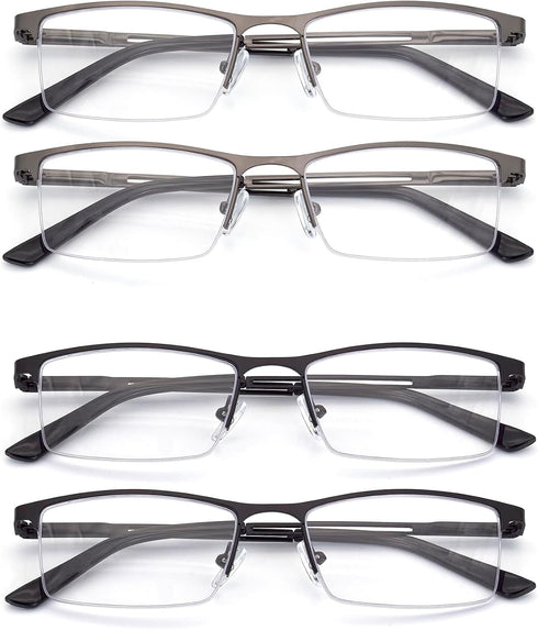Men's Blue Light Blocking Reading Glasses - Metal Half Frame