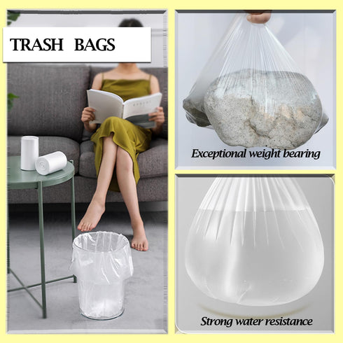4 Gallon Small Trash Bags, 220 Count, Clear Waste Basket Trash Bags for Bathroom Kitchen Bedroom