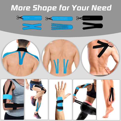 Pro Kinesiology Tape Precut Bulk, 115Ft Athletic Tape for Muscle Pain Relief, 140 Precut Strips
