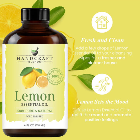 Set: (2 4 Oz) 100% Handcraft Blends Energy & Zest Peppermint and Lemon Essential Oils x Fl Pure & Natural for Diffuser