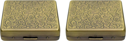 Set 2 (7-Day) of Metal-Plated Weekly Pill Box Case & Portable Medicine Organizer (Antique Brass Victorian)