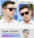 MARE AZZURO Large Square Reader Sunglasses, Men Outdoor Sun Reading Glasses, Black, 1.25