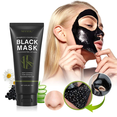 SHVYOG Blackhead Peel Off Face Mask - 3-in-1 Remover with Brush & Tea Tree Oil Serum, Charcoal Mask (100g+30ml)