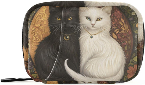 YMGQYJ Cat Black White Pill Case for Travel, Weekly Pill Boxes 7 Days