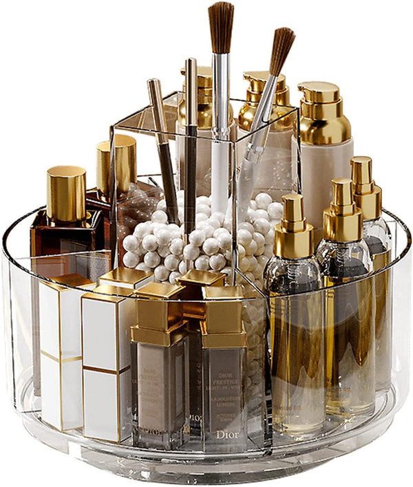 Taiuloo 360 Rotating Makeup Organizer - Lazy Susan Turntable Cosmetics Storage Tray for Vanity, Brushes, Lipsticks,