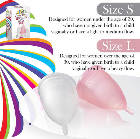 Talisi Menstrual Cups Set of 2 - Reusable Period Kit (Small & Large Sizes) - Super Soft Silicone for Feminine Hygiene.
