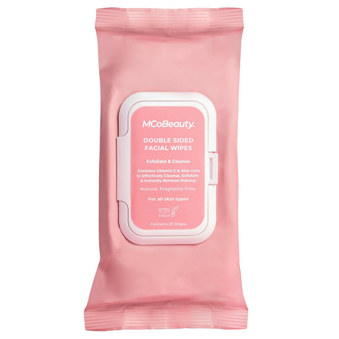 MCoBeauty Everyday Face Wipes 25 Pack, Double Sided, Travel-Friendly with Vitamin C, Aloe Vera, Vegan