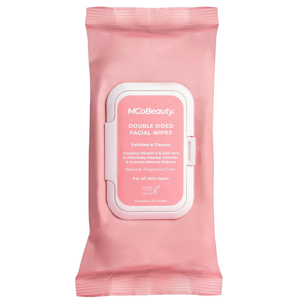 MCoBeauty Everyday Face Wipes 25 Pack, Double Sided, Travel-Friendly with Vitamin C, Aloe Vera, Vegan