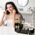 Large Spinning Makeup Organizer for Vanity, Rotating Cosmetic Storage with Brush Holder, Countertop Makeup Display
