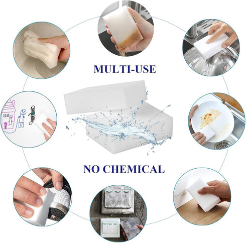 Magic Sponge Eraser, 50 Pack Large Melamine Foam Sheets for Kitchen Dish Cleaning, Non-Scratch Household Cleaner