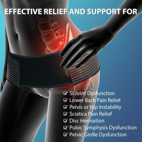 Nvorliy SI Joint Belt, Sacroiliac Pelvic Support for Lower Back Pain Relief, L/XL