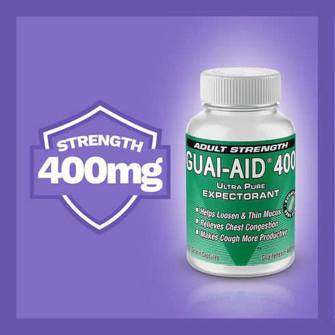 400mg Guaifenesin Mucus Relief, Dye-Free Fast Acting (Bottle of 400 caplets)