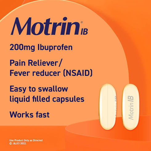 Motrin IB Liquid Gels, Ibuprofen 200 mg, Pain Reliever & Fever Reducer, 20 Ct