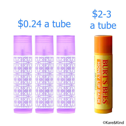 Lip Balm Container Tubes, 50-Pack, DIY, Purple, 3/16 Oz (5.5 ml), Includes 50 Writable & 50 Printed Stickers