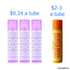 Lip Balm Container Tubes, 50-Pack, DIY, Purple, 3/16 Oz (5.5 ml), Includes 50 Writable & 50 Printed Stickers