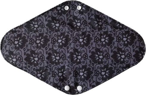 MUMBABY 5 (14 inch)) Pieces Charcoal Bamboo Mama Cloth/ Menstrual Pads/ Reusable Sanitary Pads (Black lace, Overnight