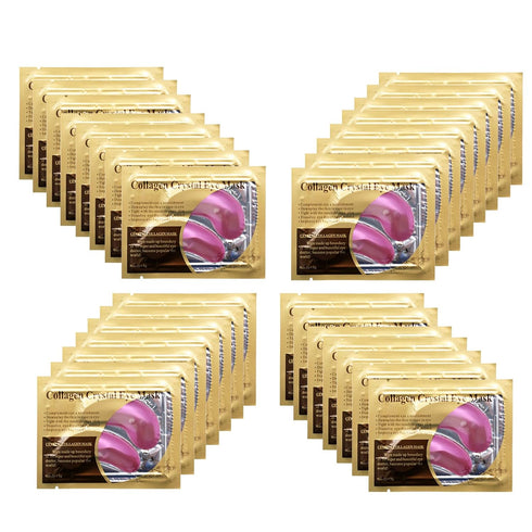 Pink Collagen Eye Mask, 30 Pairs Crystal Gold Under Eye Patches for Puffy Eyes and Dark Circles (Pink)