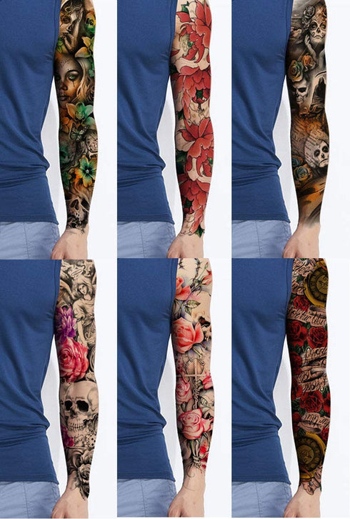 Pinone Full Arm Temporary Tattoo for Men and Women, 12 Sheets L19“xW7”
