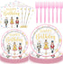 Havawish 96 Pcs Christmas Paper Tableware Set Pink Nutcracker Birthday Party Supplies Christmas