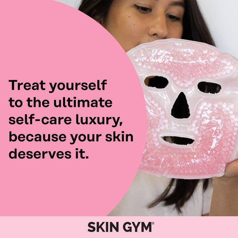 SKIN GYM Cryo Chill Ice Face Mask with Ice Beads - Custom Straps for Advanced Cold Therapy, Facial Care Spa