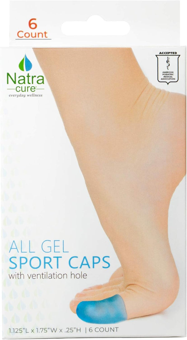 NatraCure Blue Gel Toe Cap and Finger Protector - 6 Pack, Large/X-Large, Reduces Pain from Corns, Blisters