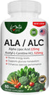 ALA/ALC High Potency Formula - Alpha Lipoic Acid and Acetyl-L-Carnitine HCl Dietary Supplement - 60 Capsules