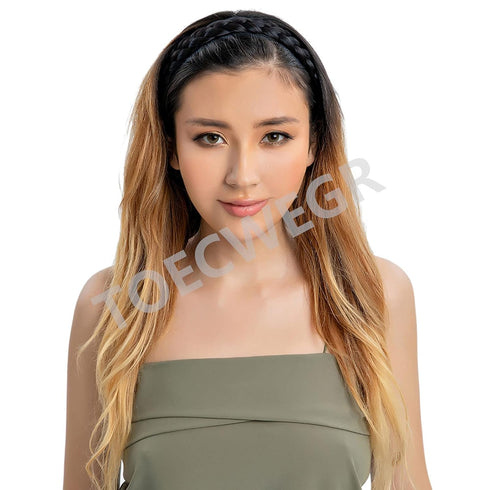 TOECWEGR 5 Strands Synthetic Hair Braided Headband, Classic Chunky Wide Plaited Braids, Multi Color