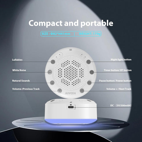 S318 25 11-Color BT5.3, Sound Machine, White Noise Sound Machine for Sleep, Baby, Kids, Adults, Home, Office, Travel