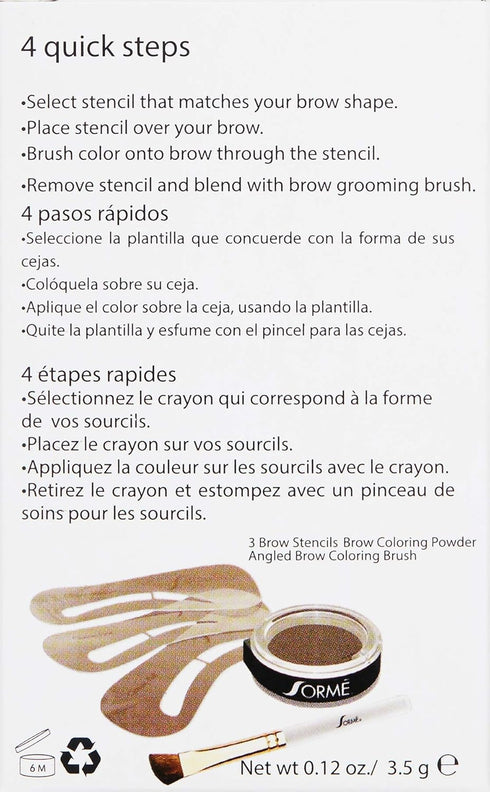 SORMÉ Smudge Proof Long Lasting Eyebrow Powder for Women - Dark Smoke, Brush & 3 Shaping Stencils