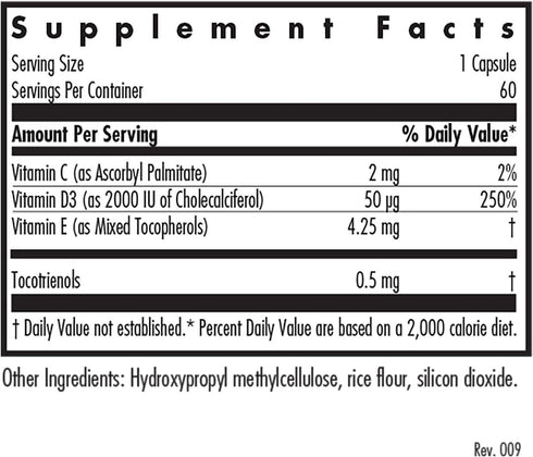 Allergy Research Group Super D3 Dietary Supplement - Bone & Immune Support, Cholecalciferol with C & E, Vegetarian Capsules, Gluten Free - 60 Count