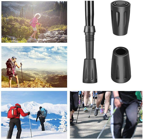 Hiking Pole Replacement Tips, 16 Pack Rubber Tips for Walking Sticks, Trekking Pole End Protectors