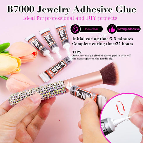 Rhinestones 1500PCS in 6 Sizes, Flat Back Nail Gems with Tweezers and Dotting Pen for Nails, Makeup, Crafting