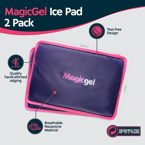 Magic Gel Premium Ice Packs - 2 Pack, Reusable Gel Ice Packs for Icing Injuries, Cold Compress for Reducing Swelling