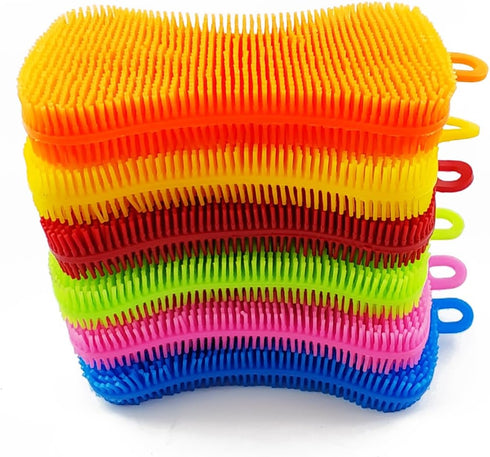 18PCS Silicone Sponge Dish Washing Scrubber, Double-Sided Reusable Non Stick Multipurpose Sponges for Dishes, Fruit,